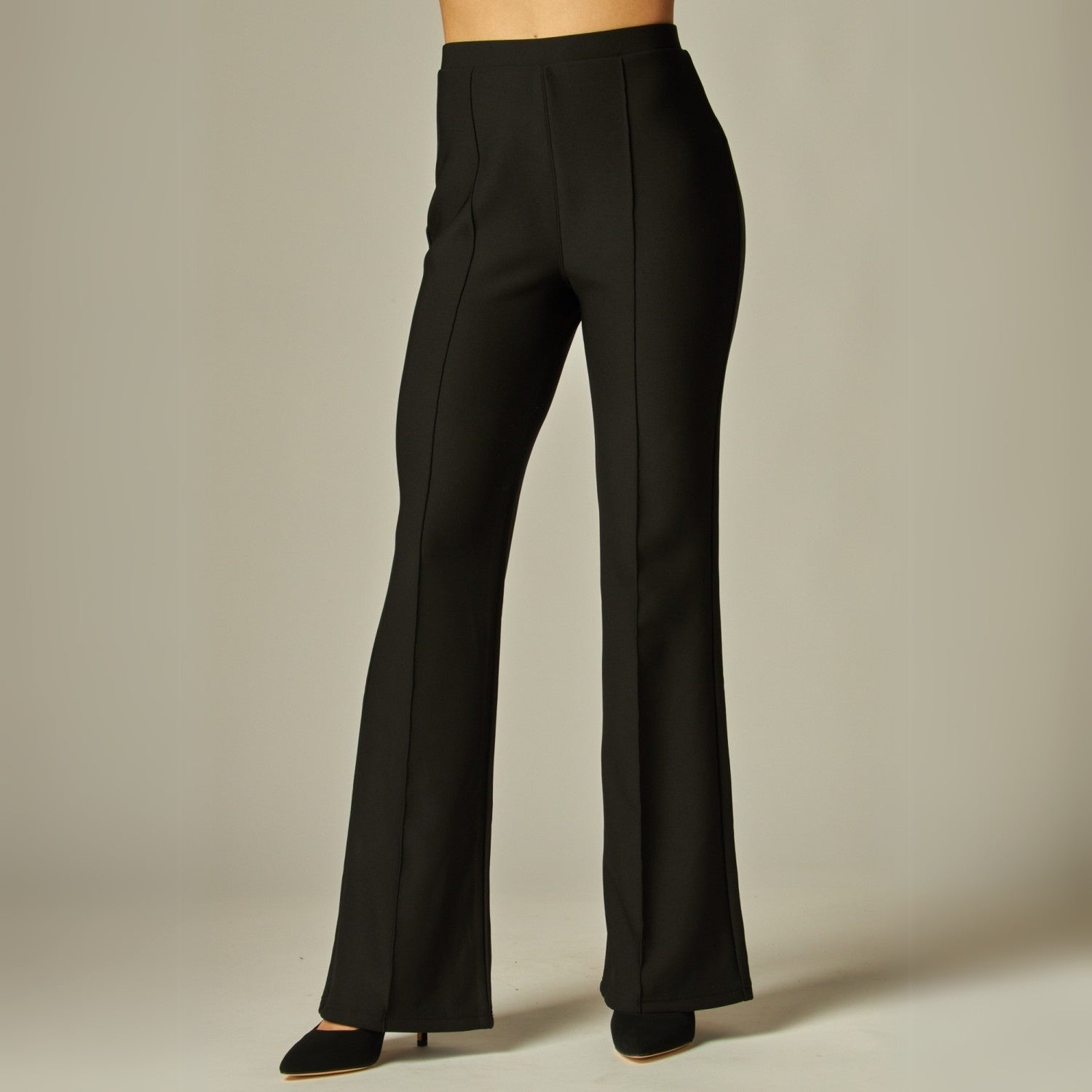 Scuba Knit High Rise Pintuck Tailored Boot Pant