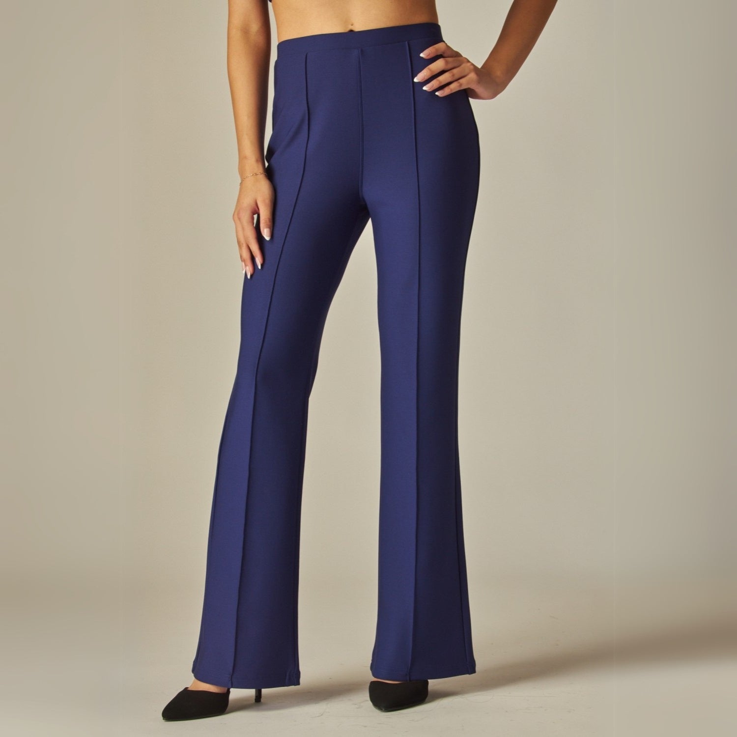 Scuba Knit High Rise Pintuck Tailored Boot Pant